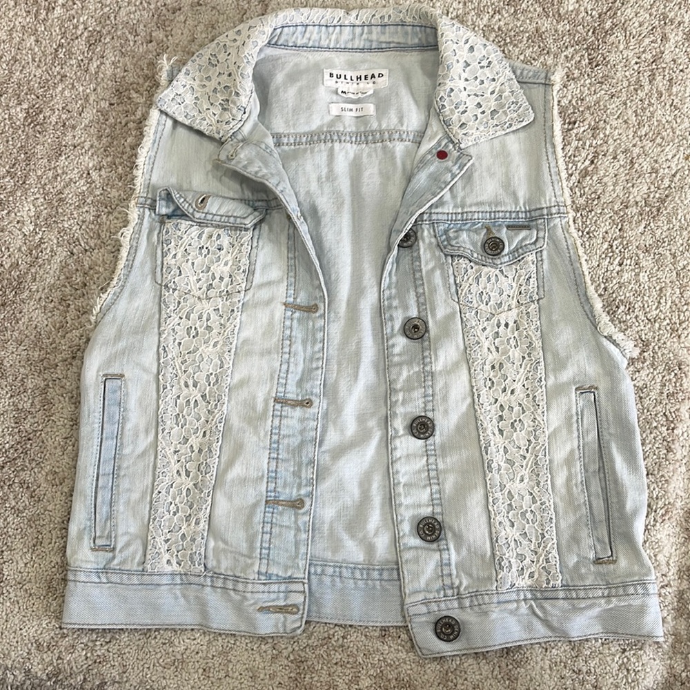 Denim Vest with lace detail